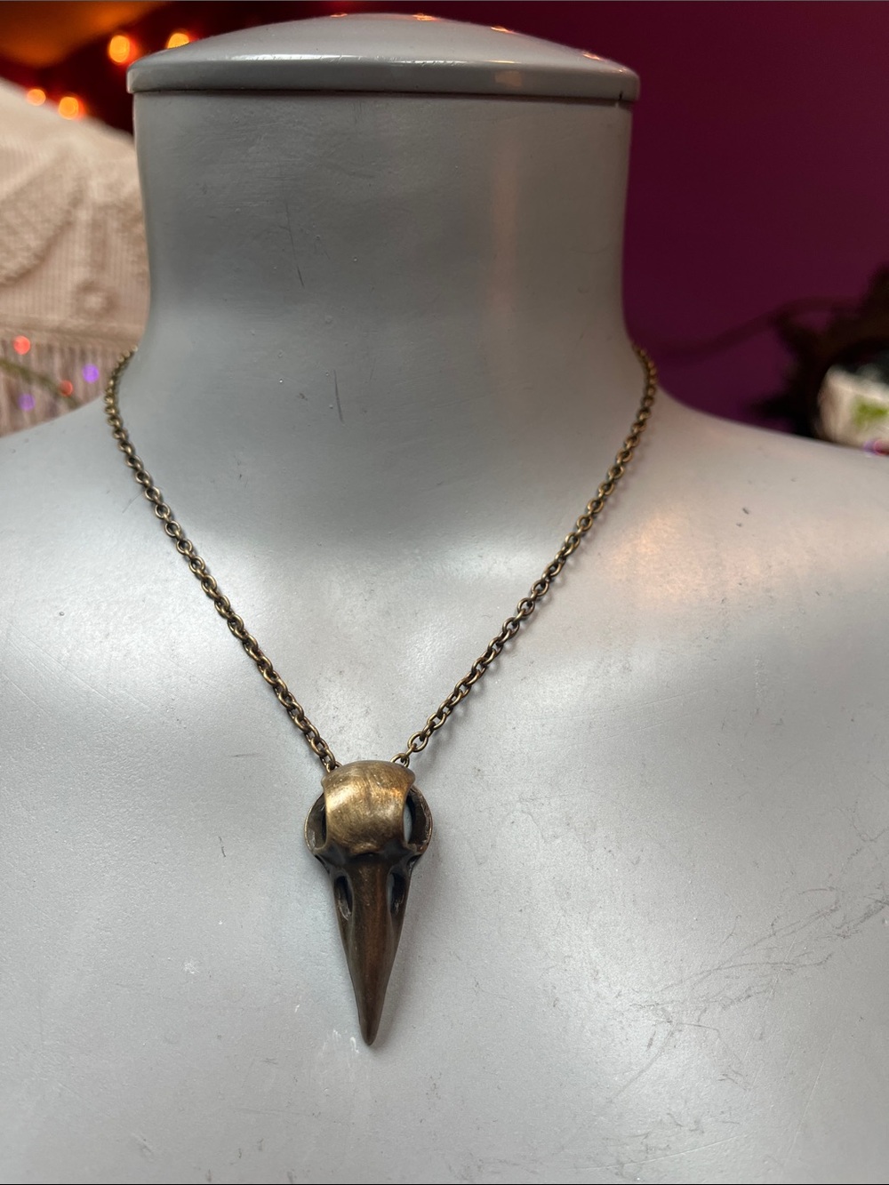 Bronze Raven Skull necklace